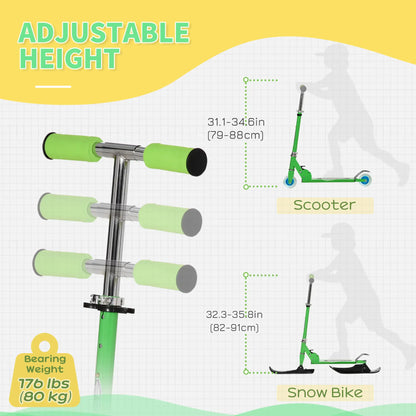 Adjustable Height Snow Scooter Sled for Kids, Over 7 Years, Green Snow Scooters at Gallery Canada