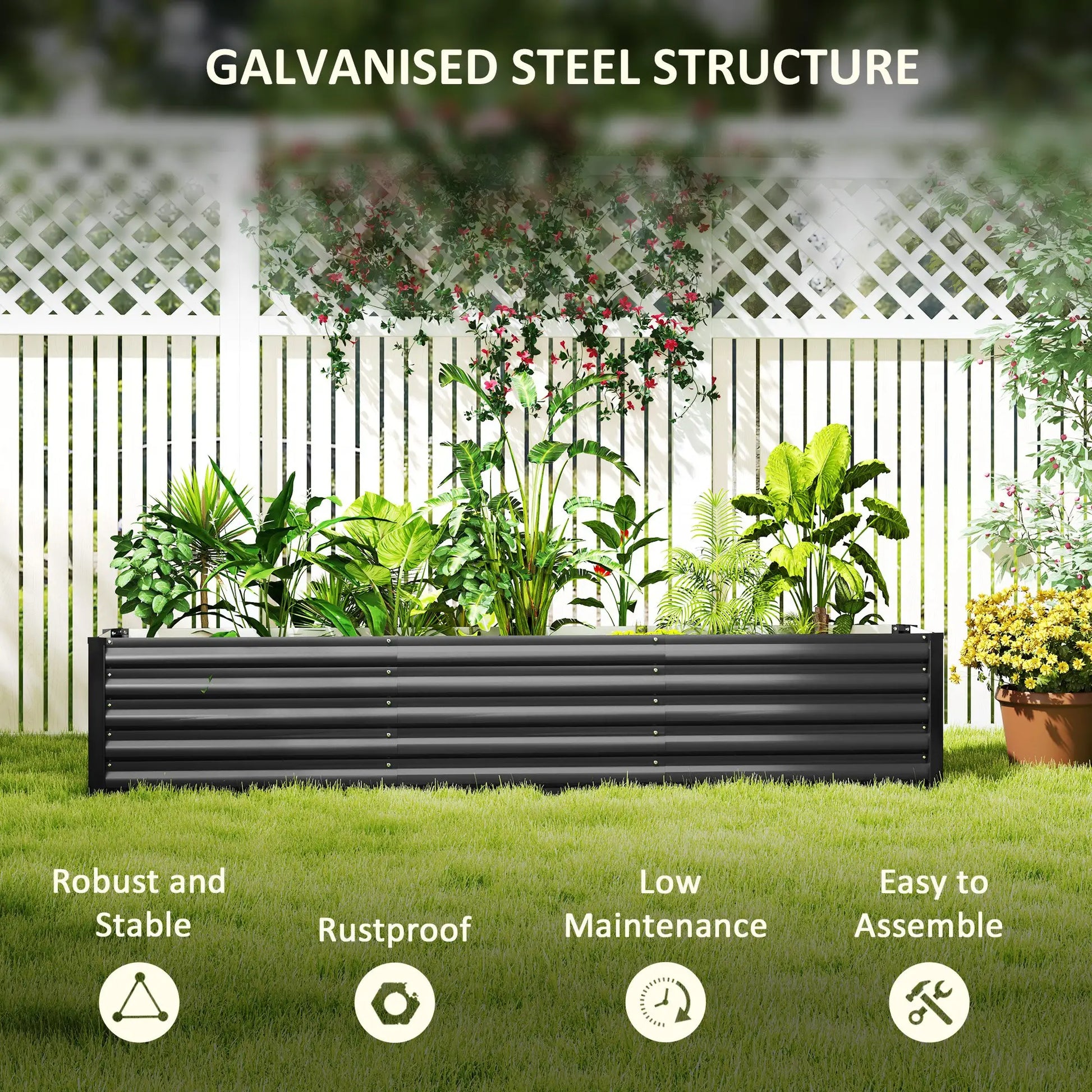 8 x 1.3 x 1.5ft Galvanized Raised Garden Bed, Outdoor Planter Box, Dark Grey Raised Garden Beds at Gallery Canada