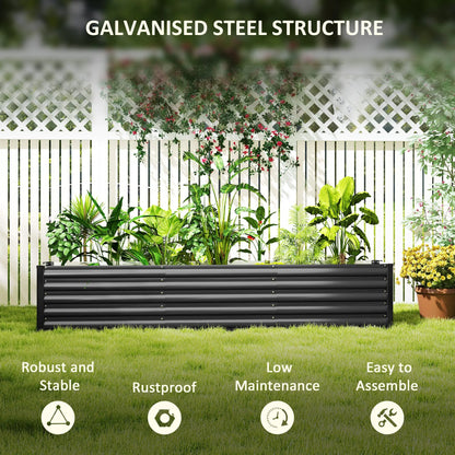 8 x 1.3 x 1.5ft Galvanized Raised Garden Bed, Outdoor Planter Box, Dark Grey Raised Garden Beds at Gallery Canada