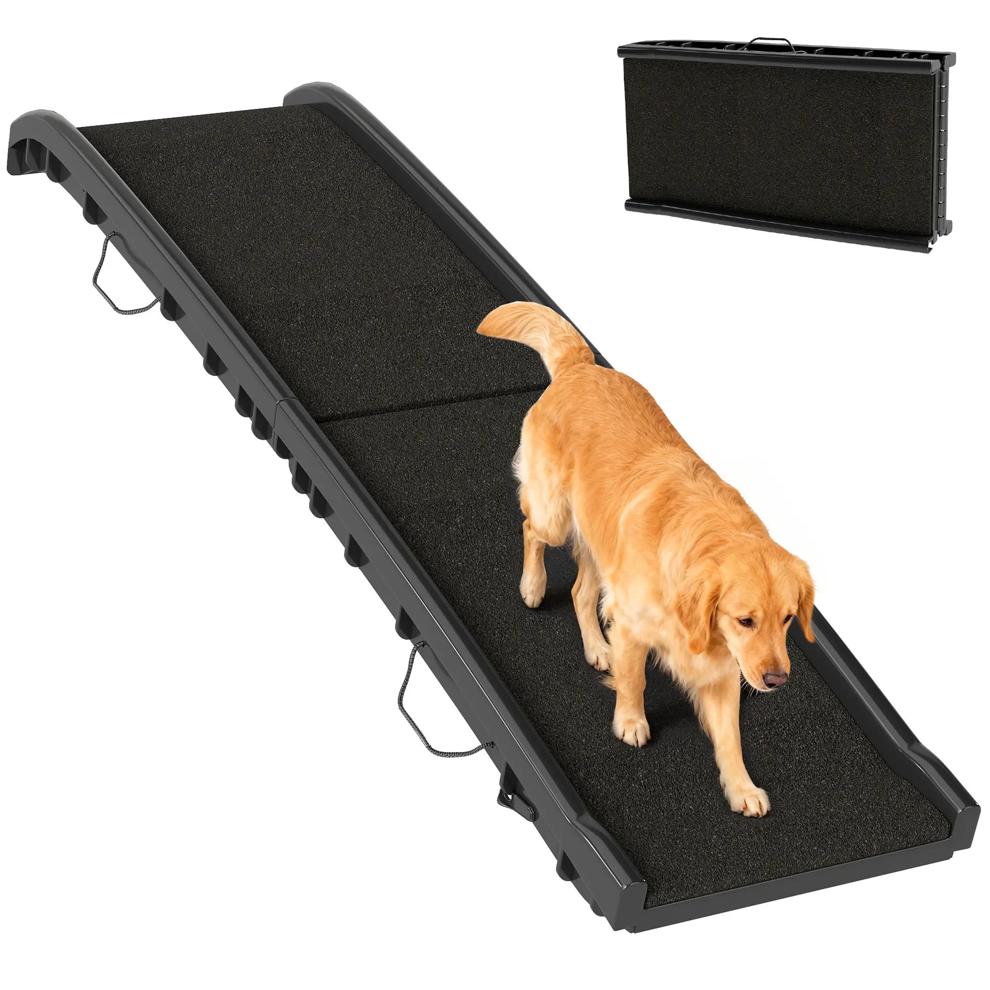 61 Inches Folding Pet Ramp, Frosted Surface, Raised Side Rails Dog Stairs at Gallery Canada
