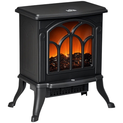 Electric Fireplace Heater, Freestanding Fireplace Stove with Realistic Flame, Overheat Protection, 750W/1500W, Black Electric Fireplaces at Gallery Canada