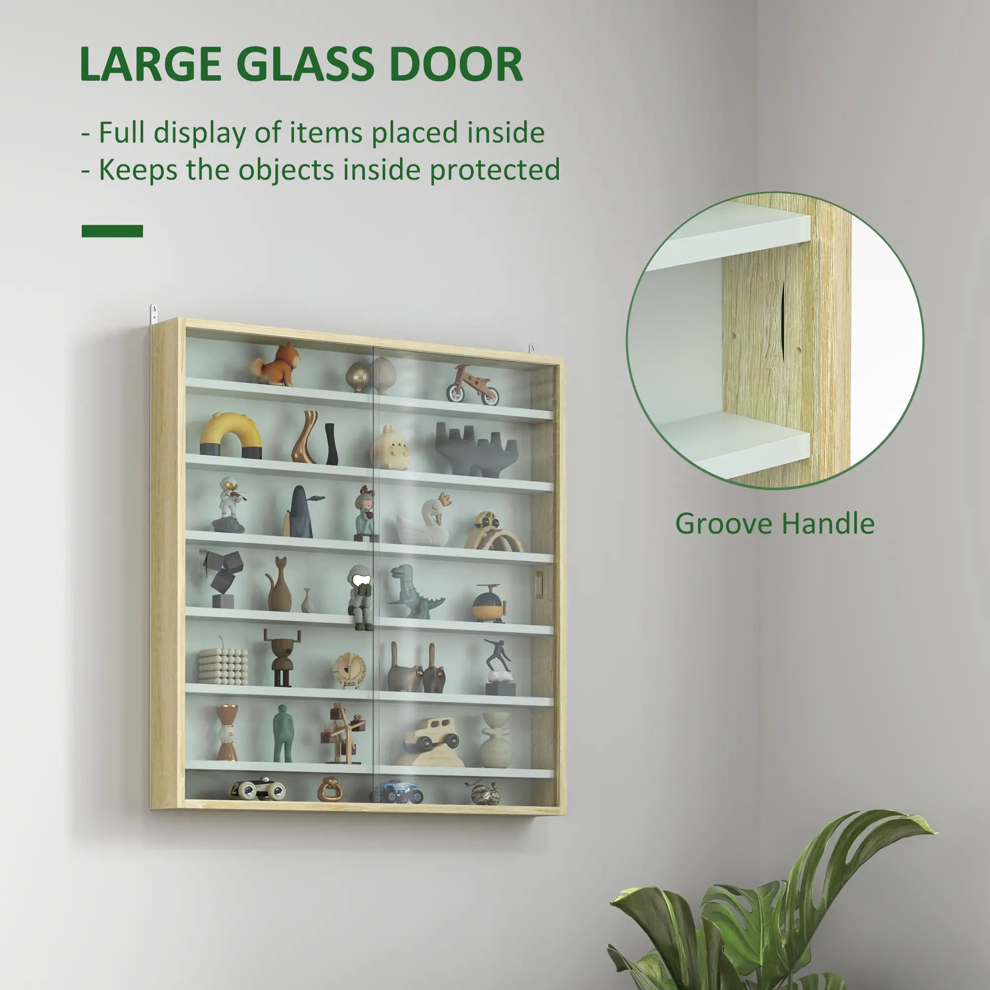 7-Tier Display Cabinet, Glass Curio Cabinet, Oak And White, White Display Bookshelves at Gallery Canada