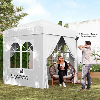 6.6'x6.6' Pop Up Canopy Tent, Instant Sun Shelter Gazebo, White