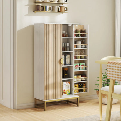 47" Kitchen Pantry Cabinet, Freestanding Storage with Adjustable Shelves, White Kitchen Pantry Cabinets at Gallery Canada