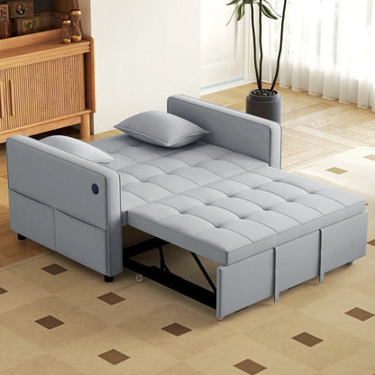 3-In-1 Convertible Sofa Bed, Pull Out Sleeper, Adjustable Backrest, Light Grey 2-Seater Sofas at Gallery Canada