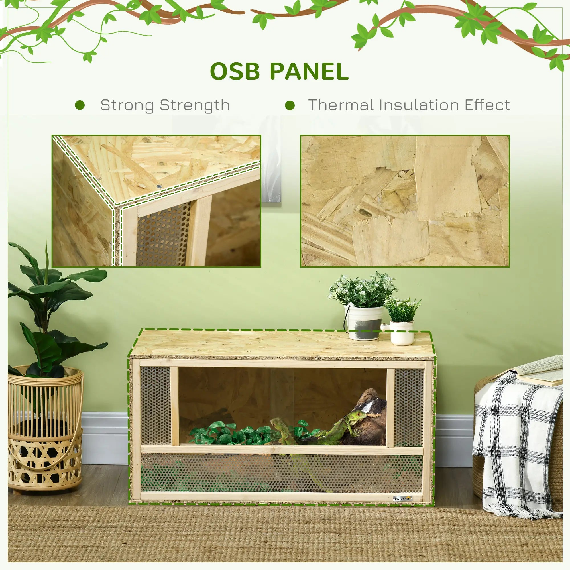 Wooden Reptile Terrarium, Sliding Door, 31.5
