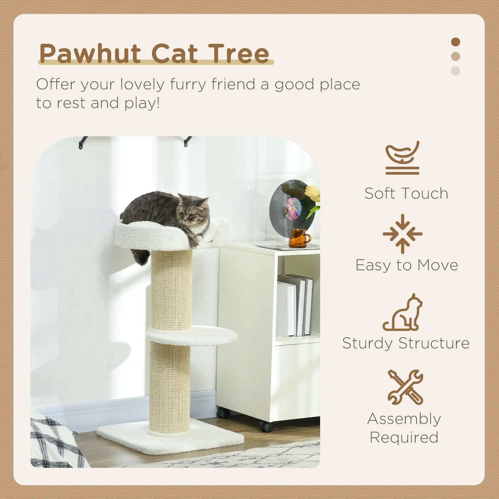Cat Tree with Scratching Post, Bed, Cushion, Perch, 18