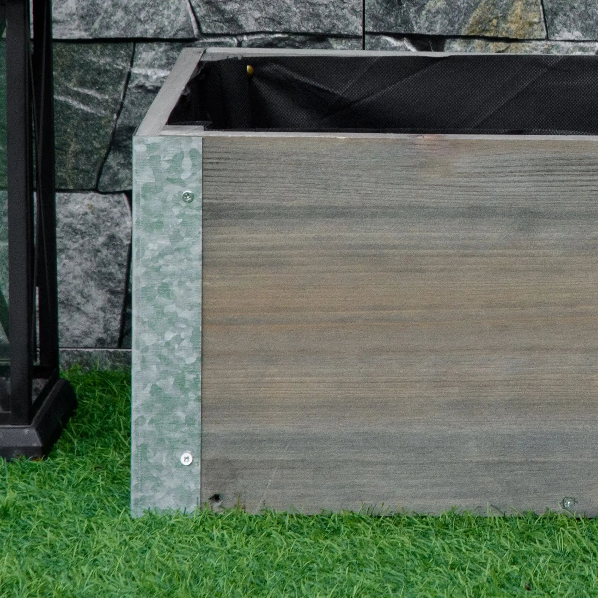 3' x 1' Raised Garden Bed, Elevated Wooden Planter Box, Light Grey Galvanized Planter Boxes at Gallery Canada