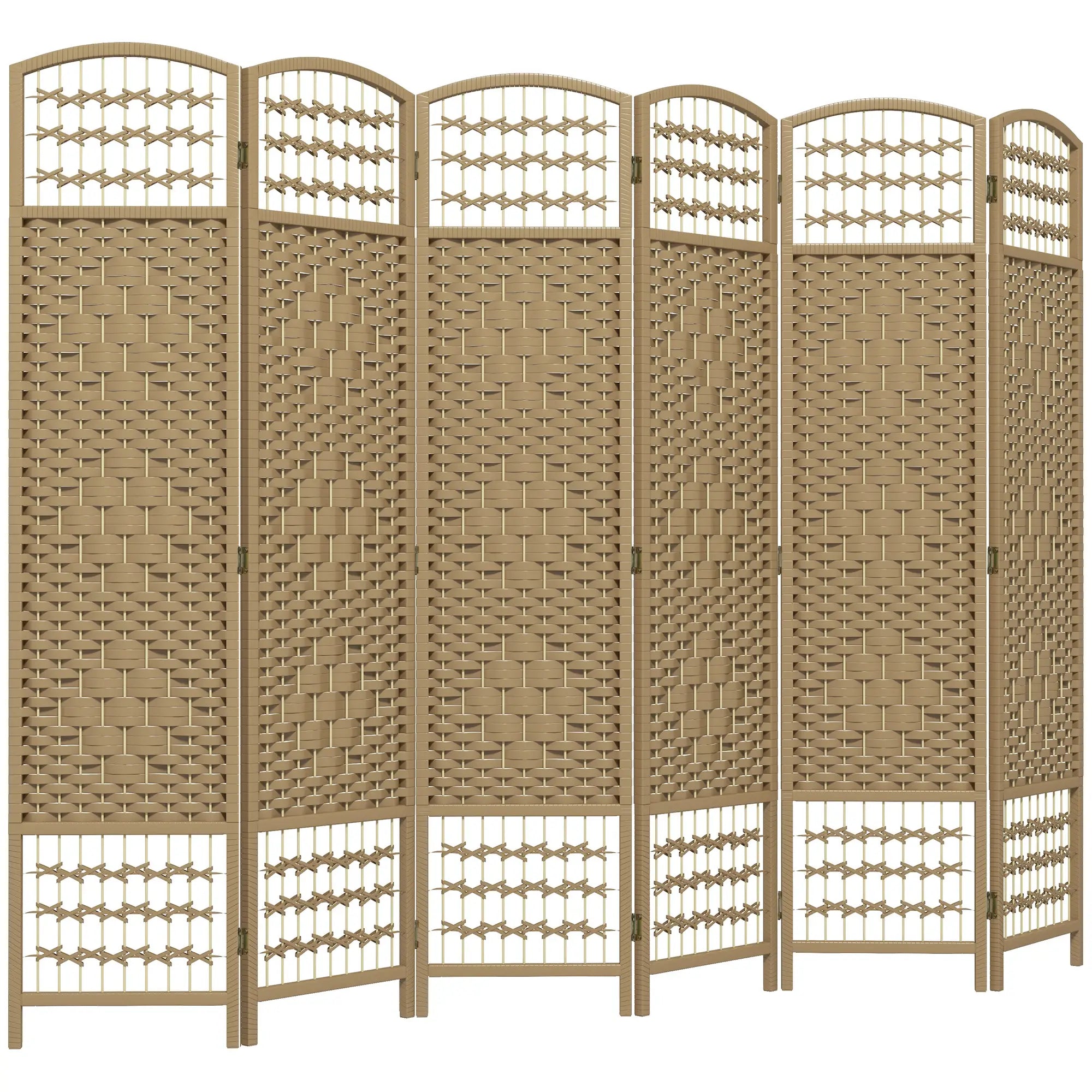 6 Panel Folding Room Divider, Portable Privacy Screen, Natural Room Dividers at Gallery Canada