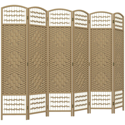 6 Panel Folding Room Divider, Portable Privacy Screen, Natural Room Dividers at Gallery Canada