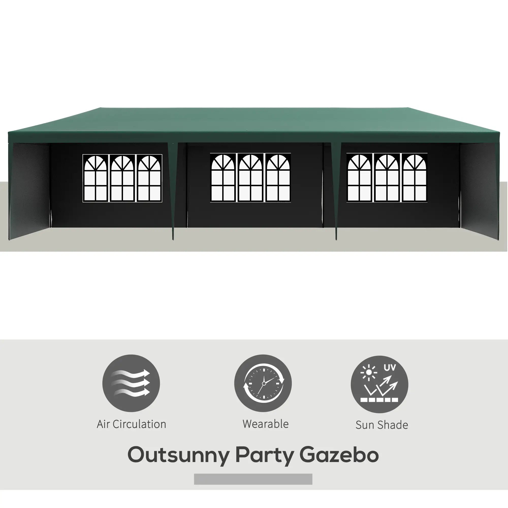 10' x 29' Canopy Tent, Party Tent with Sidewalls, Large Windows, Green Canopy Tents at Gallery Canada