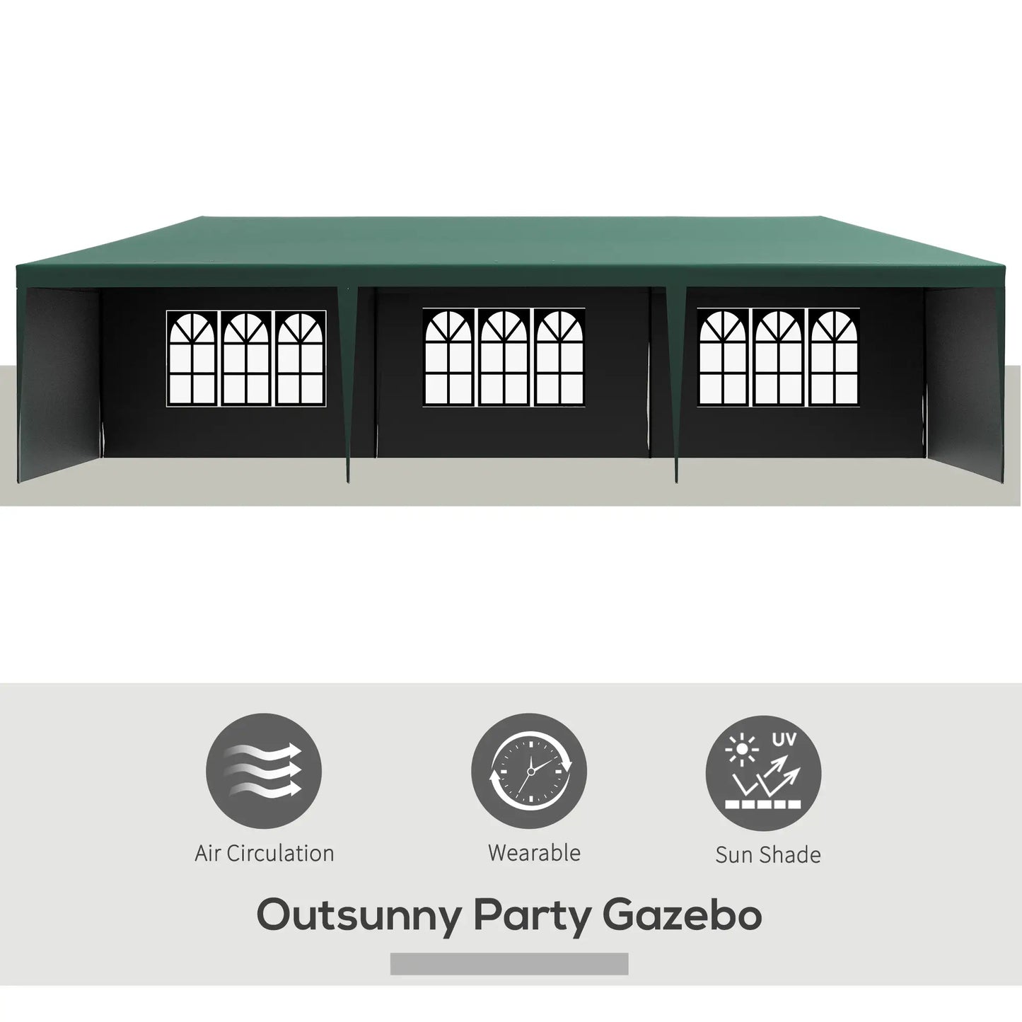 10' x 29' Canopy Tent, Party Tent with Sidewalls, Large Windows, Green Canopy Tents at Gallery Canada
