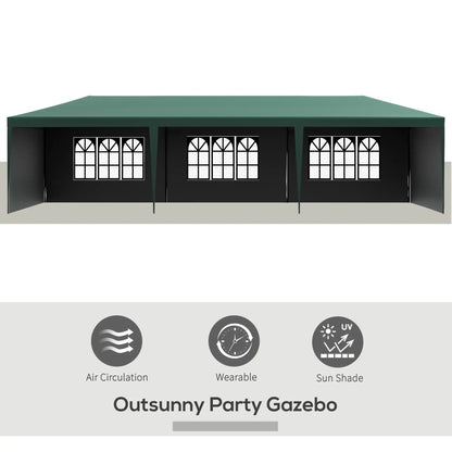 10' x 29' Canopy Tent, Party Tent with Sidewalls, Large Windows, Green Canopy Tents at Gallery Canada