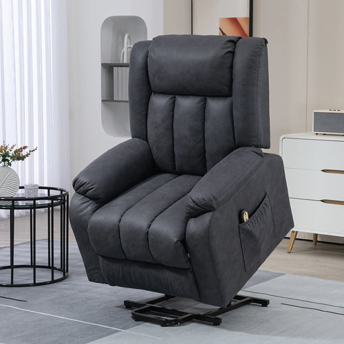 Electric Recliner Chair, Microfibre Upholstery, Remote, Charcoal Grey