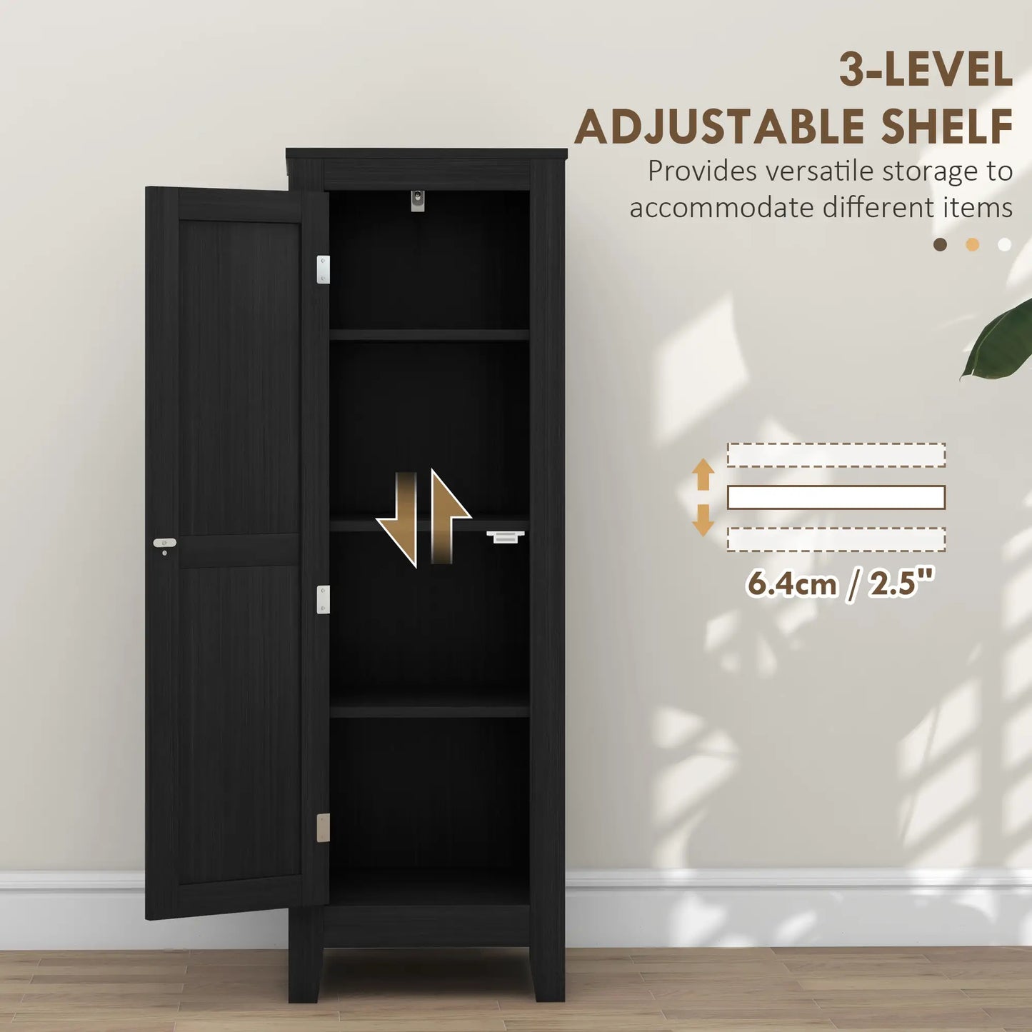 Adjustable Shelf Kitchen Pantry Storage Cabinet, Black Kitchen Pantry Cabinets at Gallery Canada