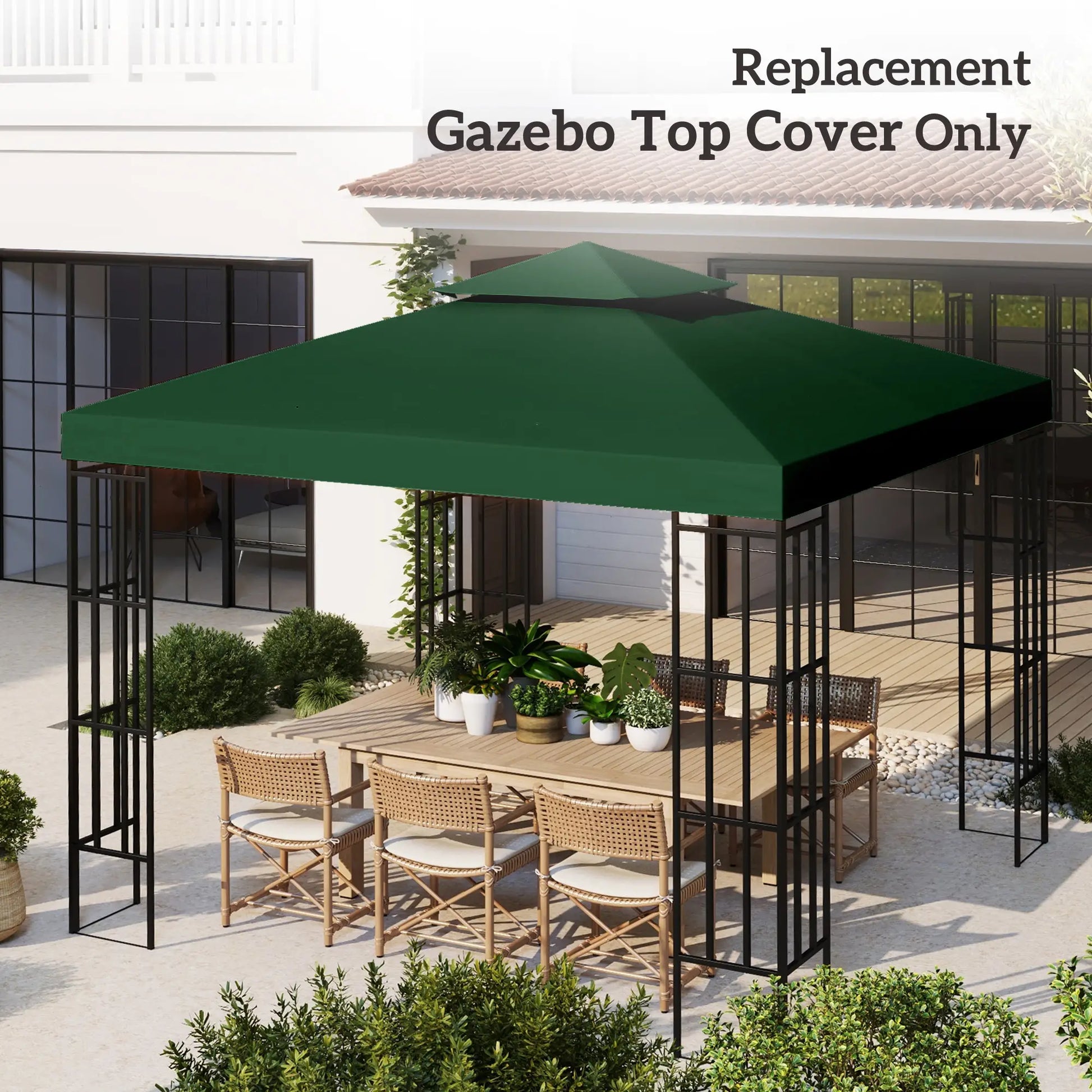 10' x 10' Gazebo Canopy Replacement, 2-Tier Top Cover, Green Gazebo Canopy Replacement at Gallery Canada