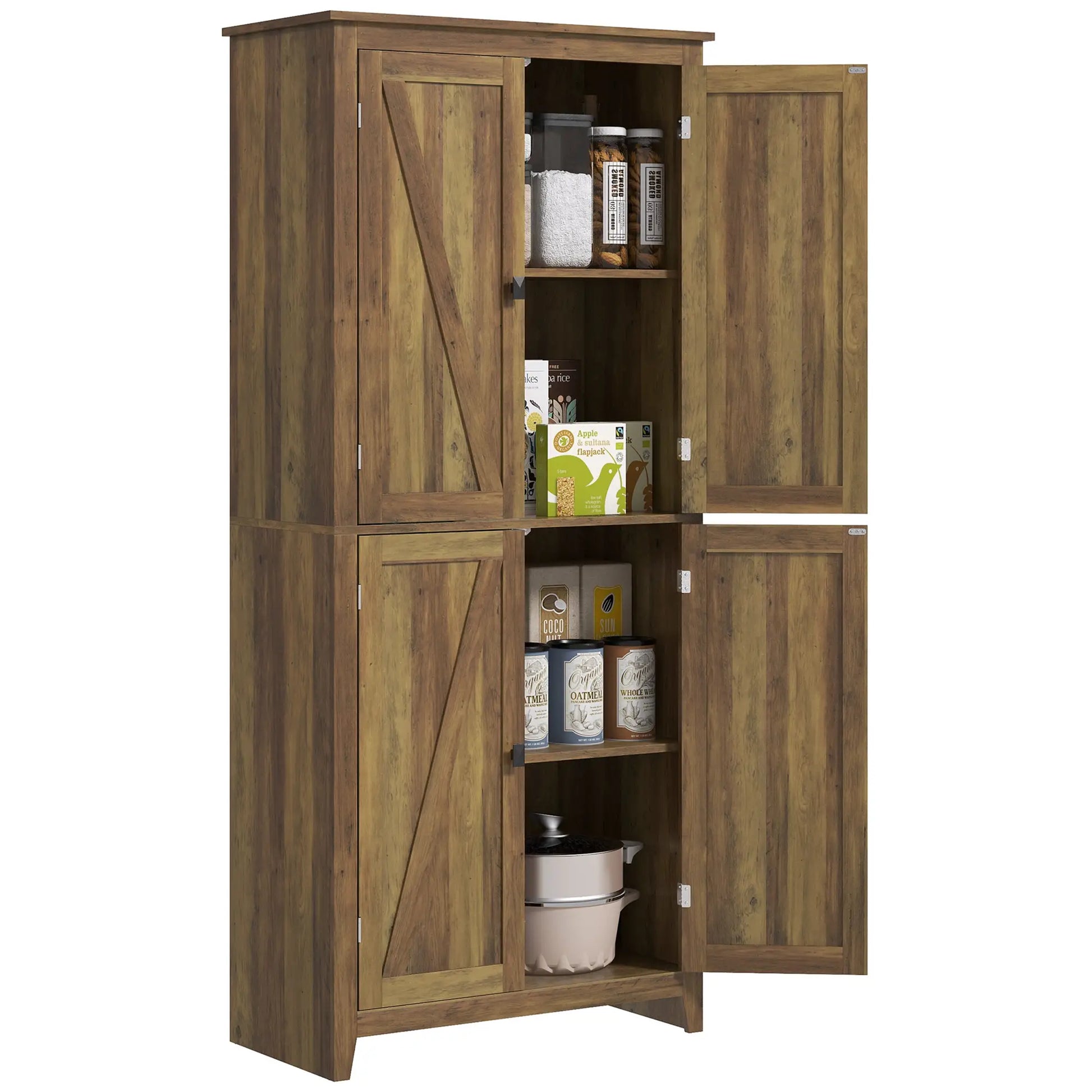 72" Freestanding Storage Cabinet, Kitchen Pantry with Doors, Shelves, Brown Kitchen Pantry Cabinets Brown at Gallery Canada