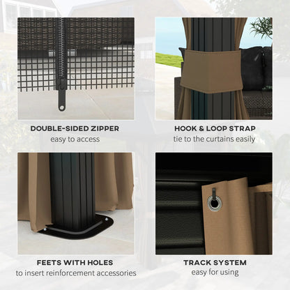 10' x 10' Hardtop Gazebo, Double Tier Metal Roof, Dark Brown Gazebos at Gallery Canada