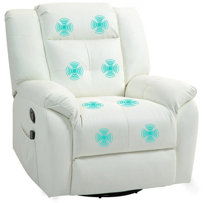 8-Point Vibration Massage Recliner Chair, PU Leather, Manual, Cream White Single Sofas at Gallery Canada