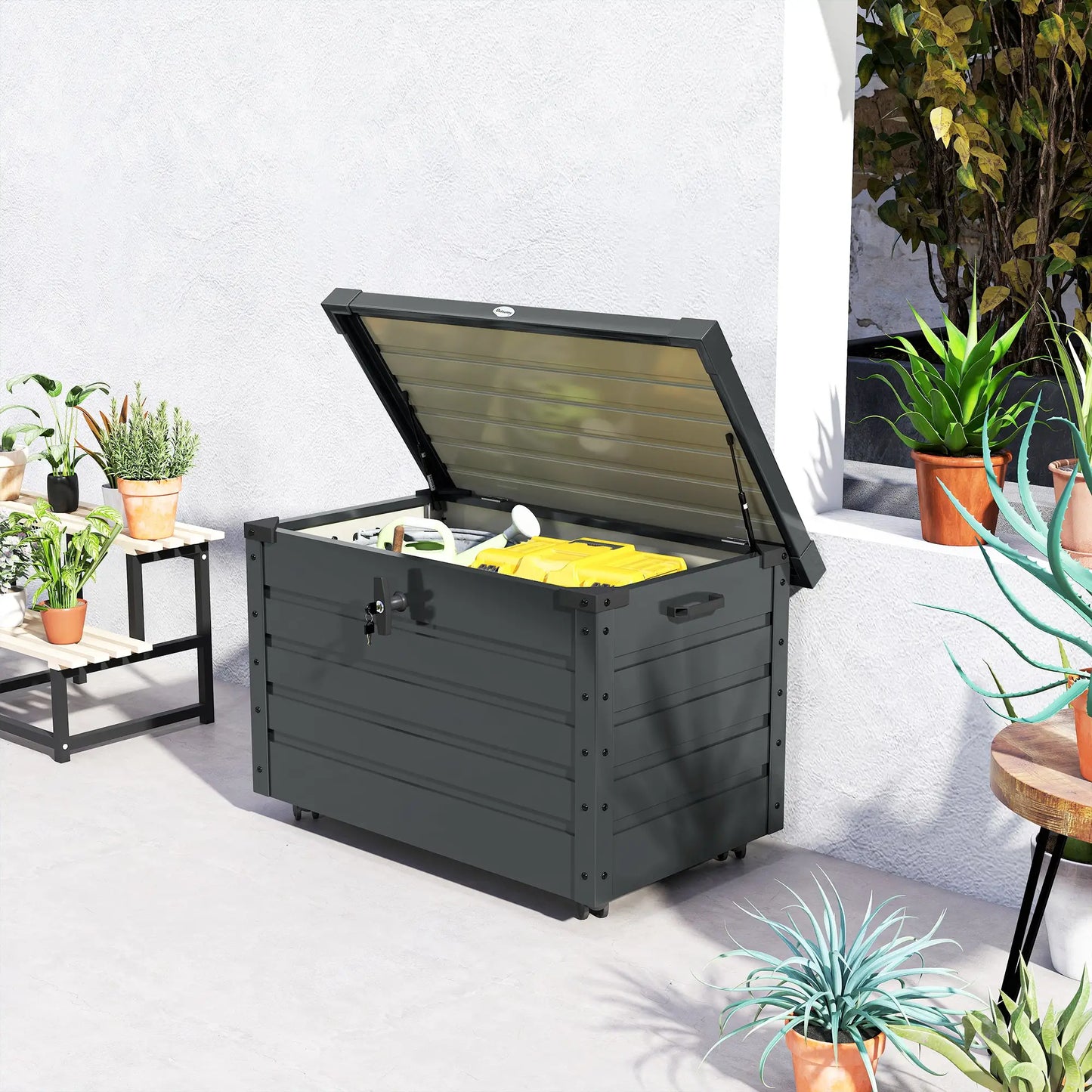 78 Gallon Waterproof Outdoor Storage Box With Wheels, Dark Grey Patio Storage Boxes at Gallery Canada