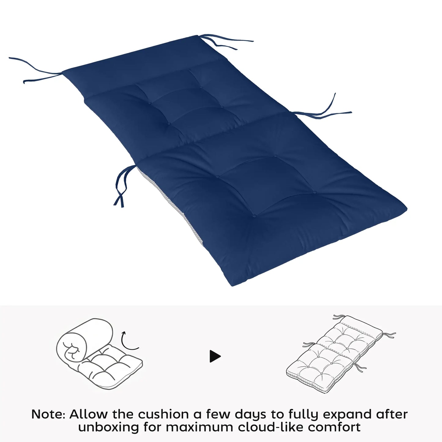 Patio Chair Cushions Set of 4, Waterproof Non-Slip, 44"x21", Navy Blue Patio Chair Cushions at Gallery Canada