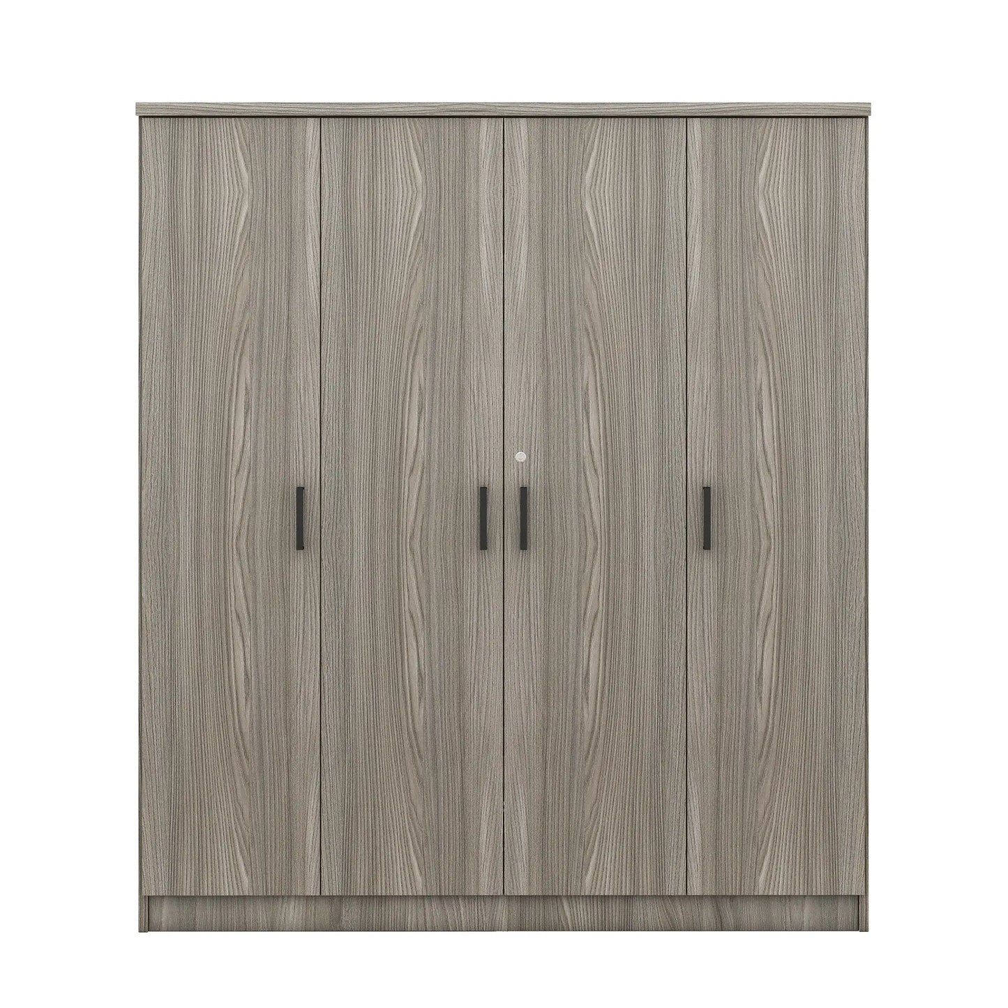 Wardrobe with Hanging Rail, Locking Drawer, Black Handles, 59" L x 20" W x 68" H, Grey Clothing Storage Grey at Gallery Canada