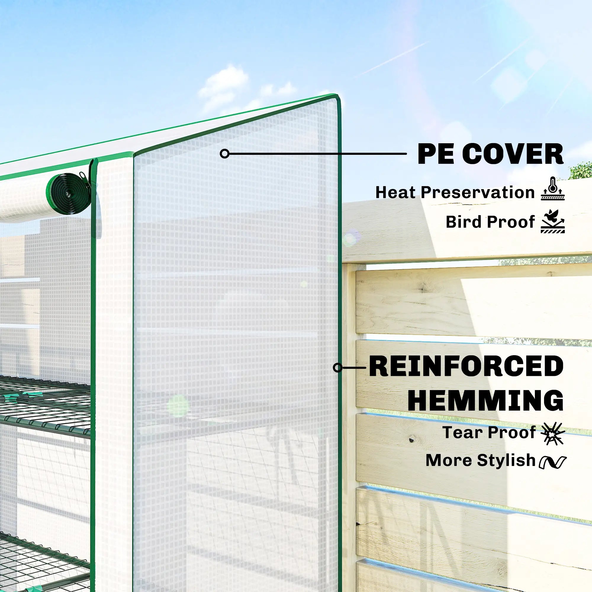 Portable Mini Greenhouse, 3 Tier Shelves, Reinforced PE Cover, 56.3
