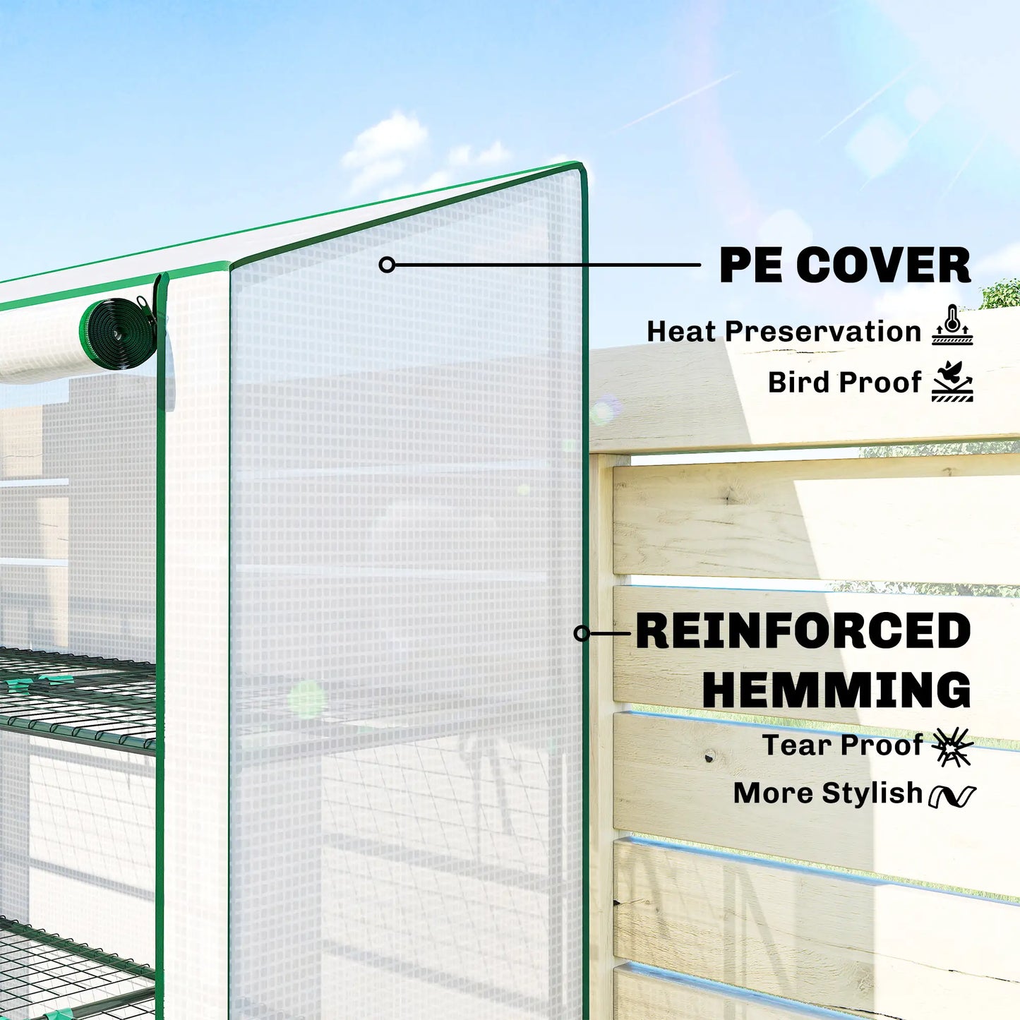 Portable Mini Greenhouse, 3 Tier Shelves, Reinforced PE Cover, 56.3"x18.1"x59.4", White Portable Greenhouses at Gallery Canada