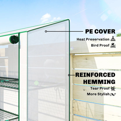 Portable Mini Greenhouse, 3 Tier Shelves, Reinforced PE Cover, 56.3"x18.1"x59.4", White Portable Greenhouses at Gallery Canada