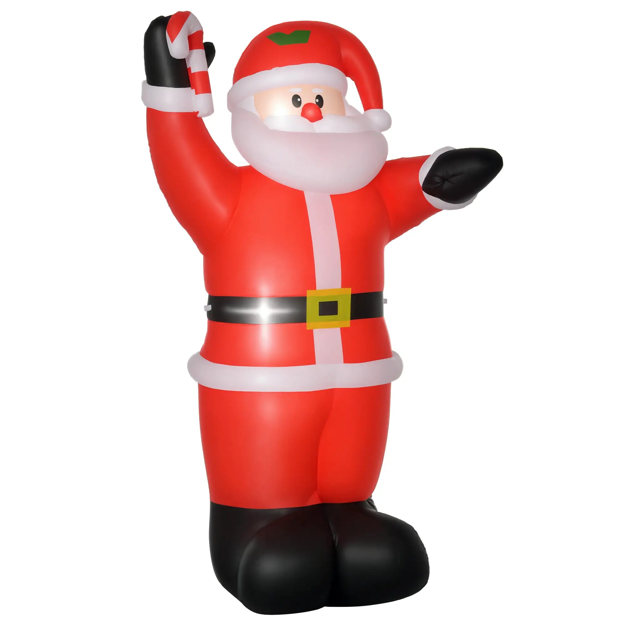 8ft Inflatable Santa Claus with Candy Cane, Outdoor LED Yard Display Christmas Inflatables Red at Gallery Canada