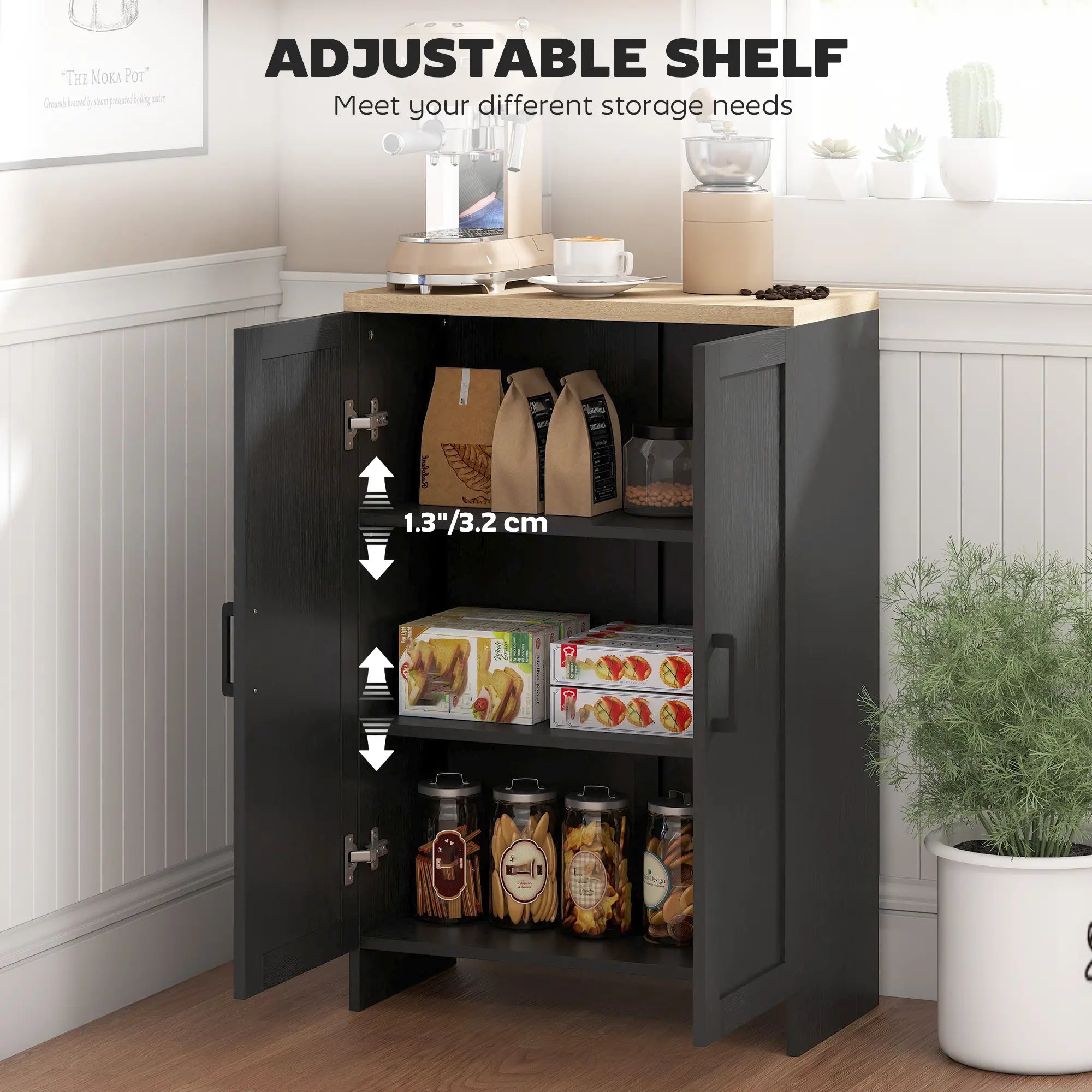 Modern Storage Cabinet, Adjustable Shelf, 23.6
