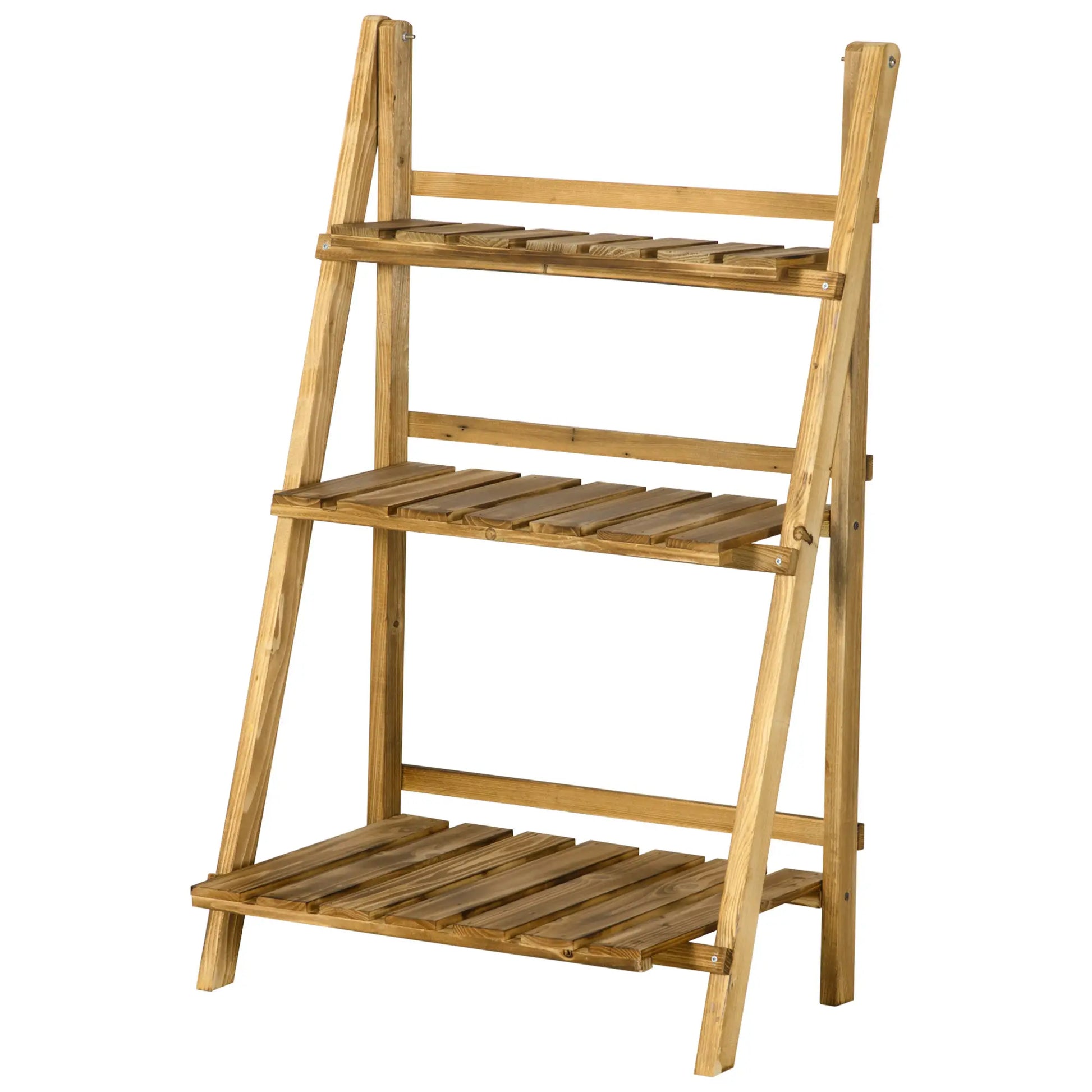 Foldable 3-Tier Wooden Plant Stand, Garden Indoor Outdoor, 24" x 14" x 37" Plant Stands at Gallery Canada