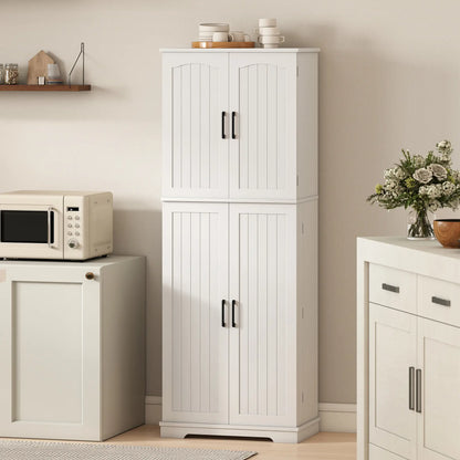 Tall Pantry Cabinet, 64 Inch, Adjustable Shelves, Spice Racks, White Kitchen Pantry Cabinets at Gallery Canada
