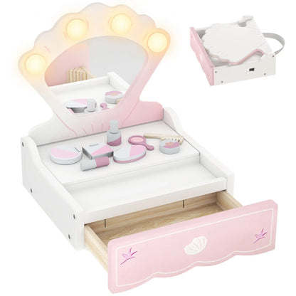 Kids Vanity Set with Lights, Mirror & Drawer, Girls 3-6, Pink Toy Vanity at Gallery Canada