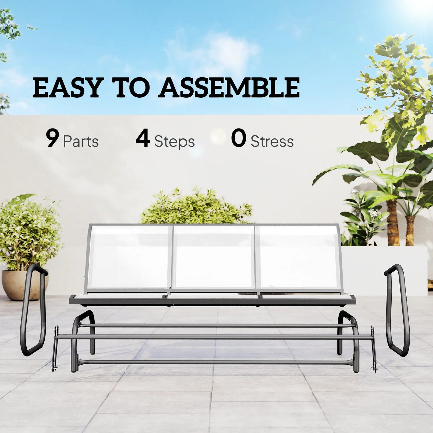 3-Seat Outdoor Glider Chair, Steel Frame, Sling Fabric, Cream Outdoor Gliders at Gallery Canada