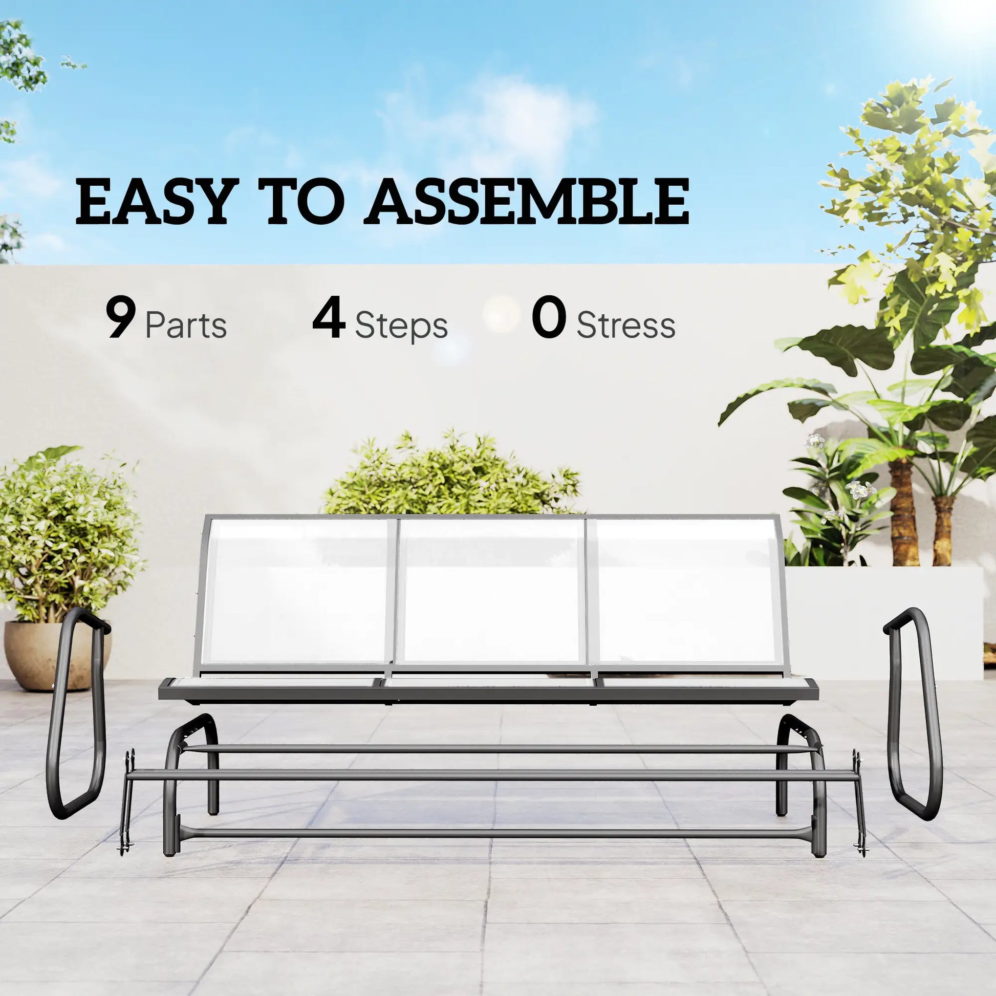 3-Seat Outdoor Glider Chair, Steel Frame, Sling Fabric, Cream Outdoor Gliders at Gallery Canada