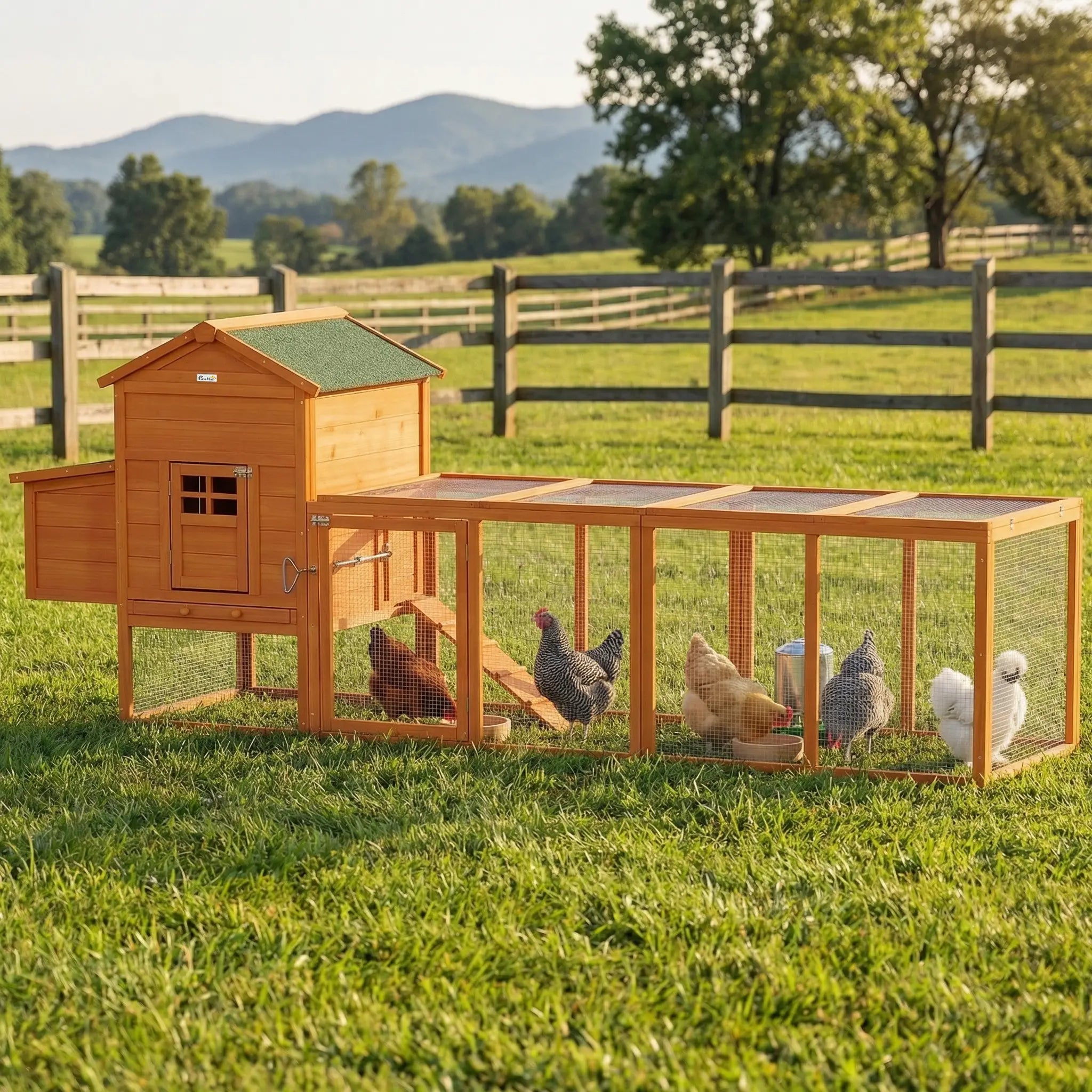 117 Extra Large Chicken Coop, Asphalt Roof, Wooden Hen House, Slide-out Tray, Quail Hutch, Nesting Box, Orange Chicken Coops at Gallery Canada