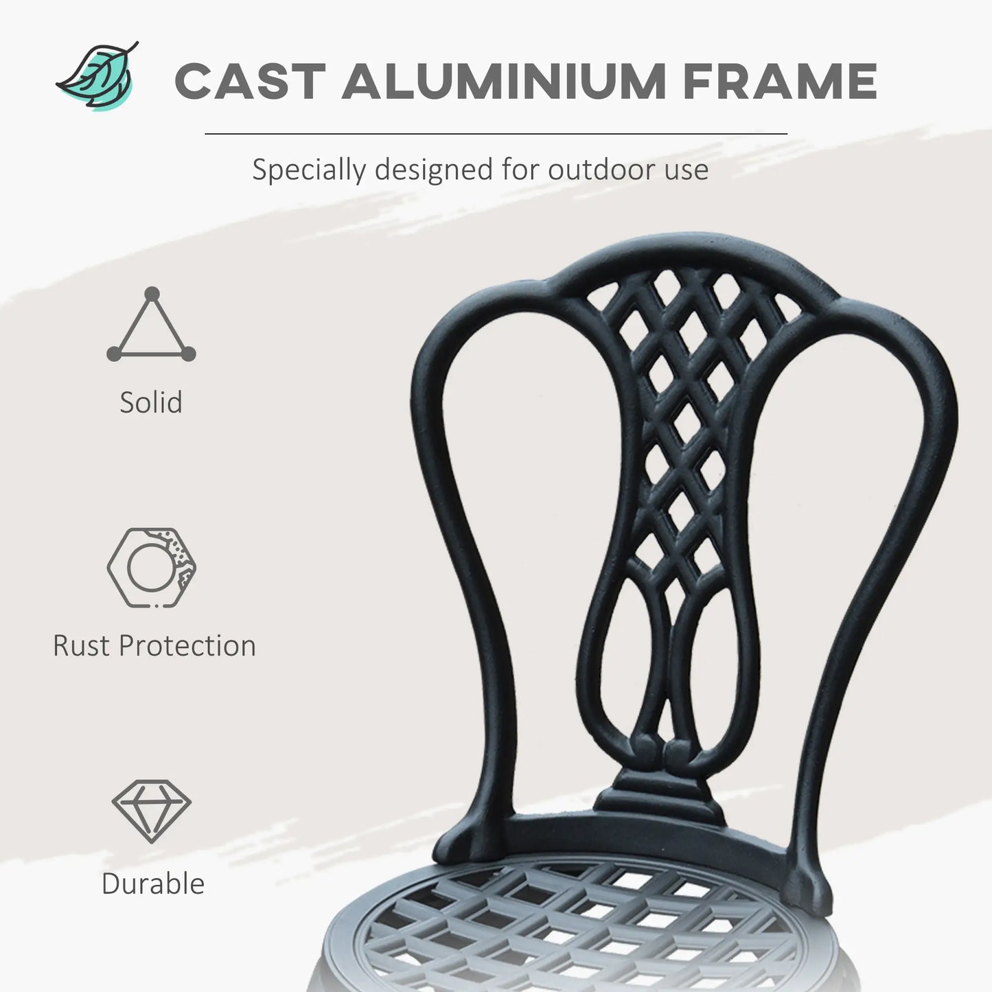 3-Piece Antique Outdoor Bistro Set, Cast Aluminum, Black Bistro Sets at Gallery Canada