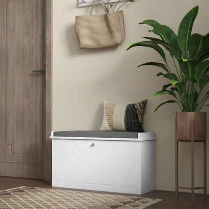 Shoe Storage with Seat, Upholstered Hallway Bench, Shoe Bench with Flip Drawer, Adjustable Shelf for 8 Pairs of Shoes Shoe Storage Cabinets & Racks at Gallery Canada