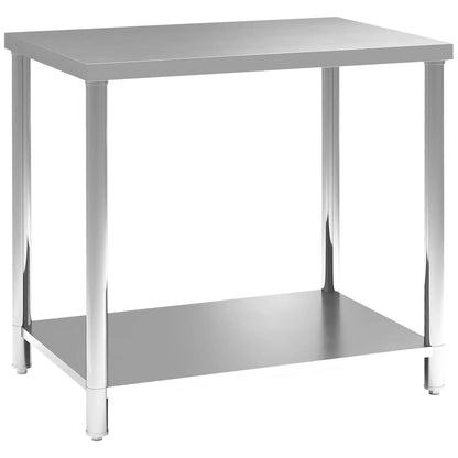 Stainless Steel Workbench, 35 x 24 x 34 Inch, Heavy Duty Table With Shelf