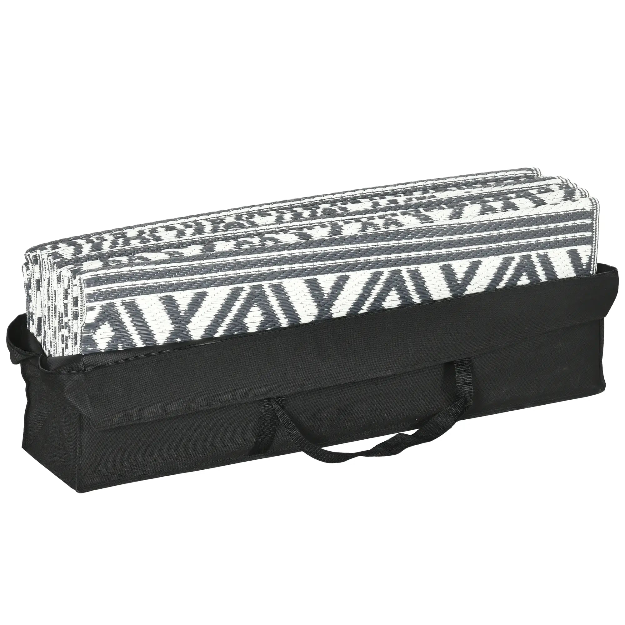 Reversible Outdoor Rug, Waterproof, 9' x 18', Boho, Grey Cream White Outdoor Reversible Rugs at Gallery Canada
