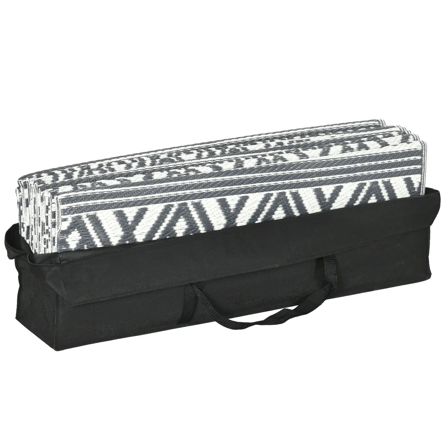 Reversible Outdoor Rug, Waterproof, 9' x 18', Boho, Grey Cream White Outdoor Reversible Rugs at Gallery Canada