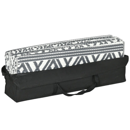 Reversible Outdoor Rug, Waterproof, 9' x 18', Boho, Grey Cream White Outdoor Reversible Rugs at Gallery Canada