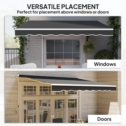 8' x 7' Retractable Patio Awning, UV Water-Resistant Fabric, Black Patio Awnings at Gallery Canada