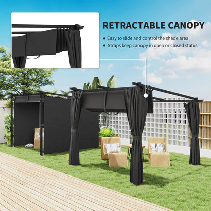 8' x 8.5' Metal Retractable Pergola Canopy With Sidewalls, Outdoor Gazebo Sun Shade Shelter Pergolas at Gallery Canada