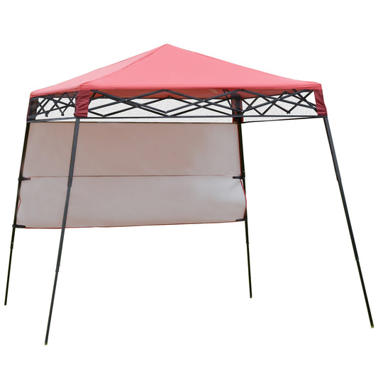 7' x 7' Garden Foldable Pop Up Gazebo Tent with Backpack &; Adjustable Legs Outdoor Party Canopy, Red &; Black - Gallery Canada
