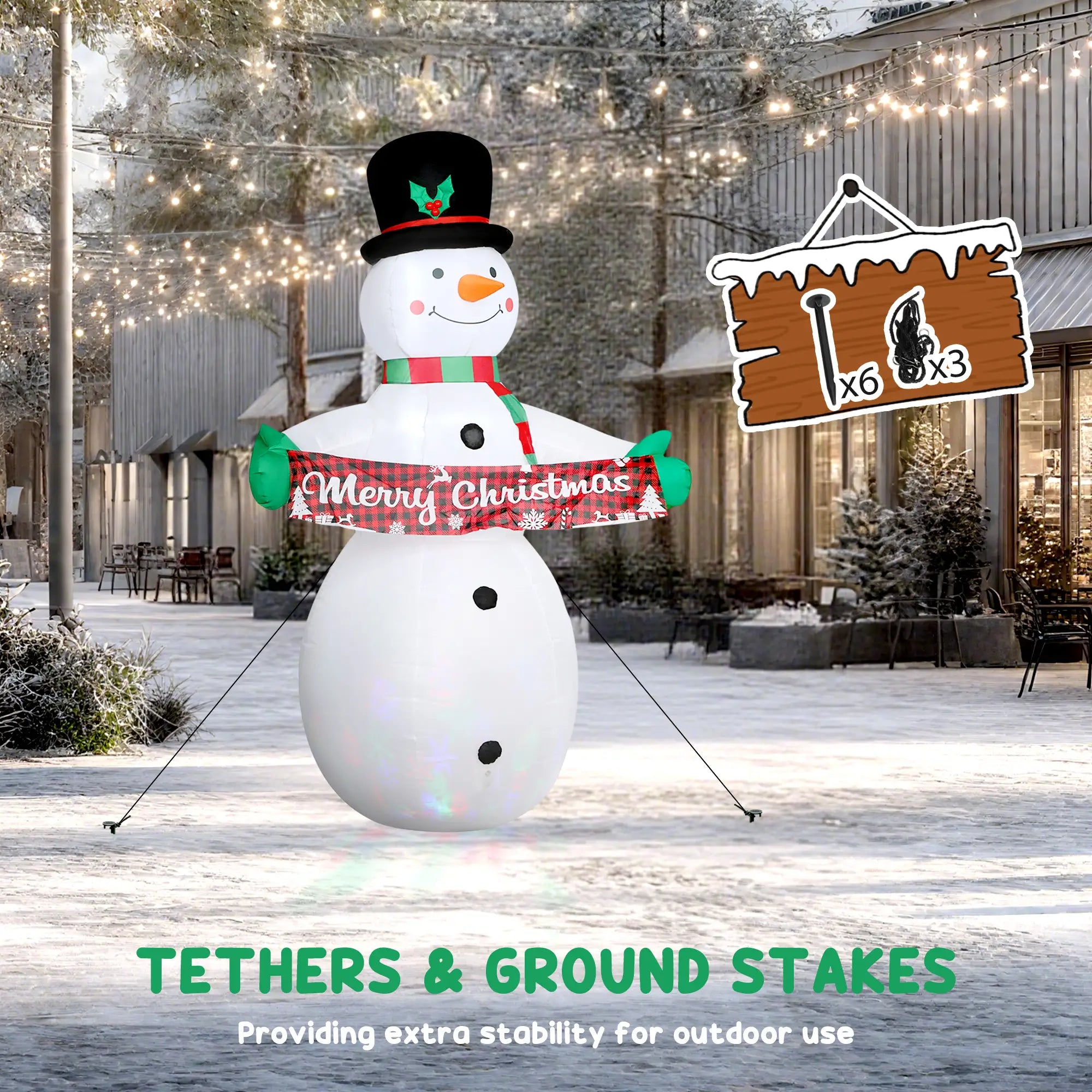 7FT Snowman Inflatable with Motion Music, LED Light Projector Christmas Inflatables at Gallery Canada