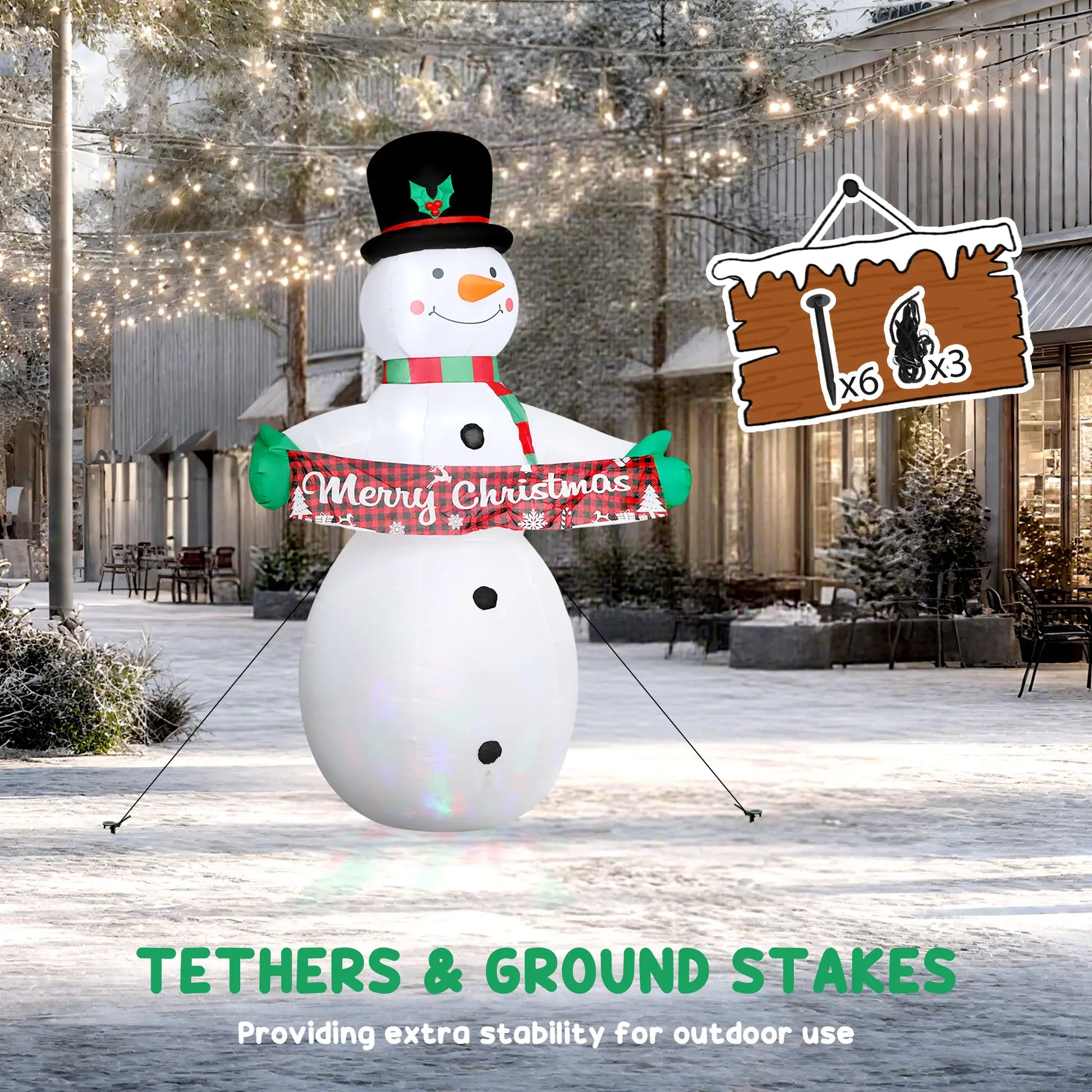 7FT Snowman Inflatable with Motion Music, LED Light Projector Christmas Inflatables at Gallery Canada