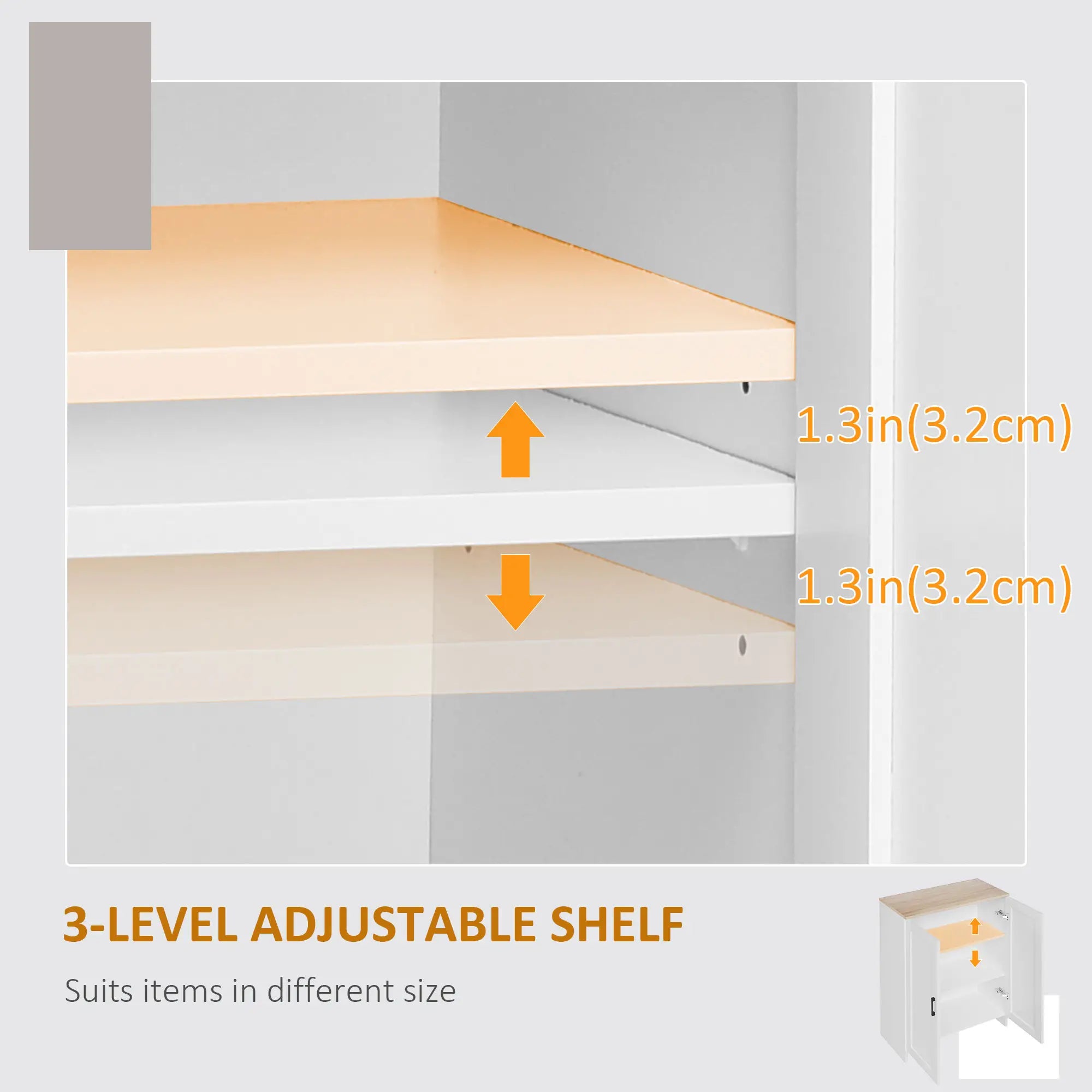 Modern Storage Cabinet, Adjustable Shelf, 23.6