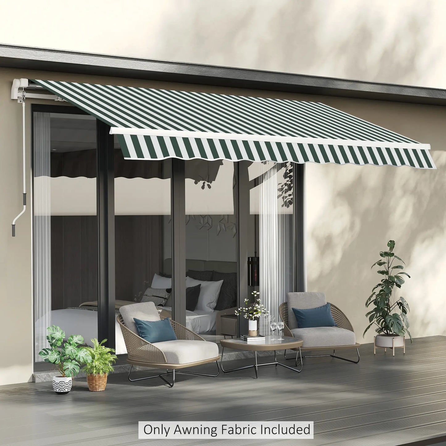 11' x 10' Retractable Awning Fabric, UV Protection, White, Green Awning Fabric Replacement at Gallery Canada
